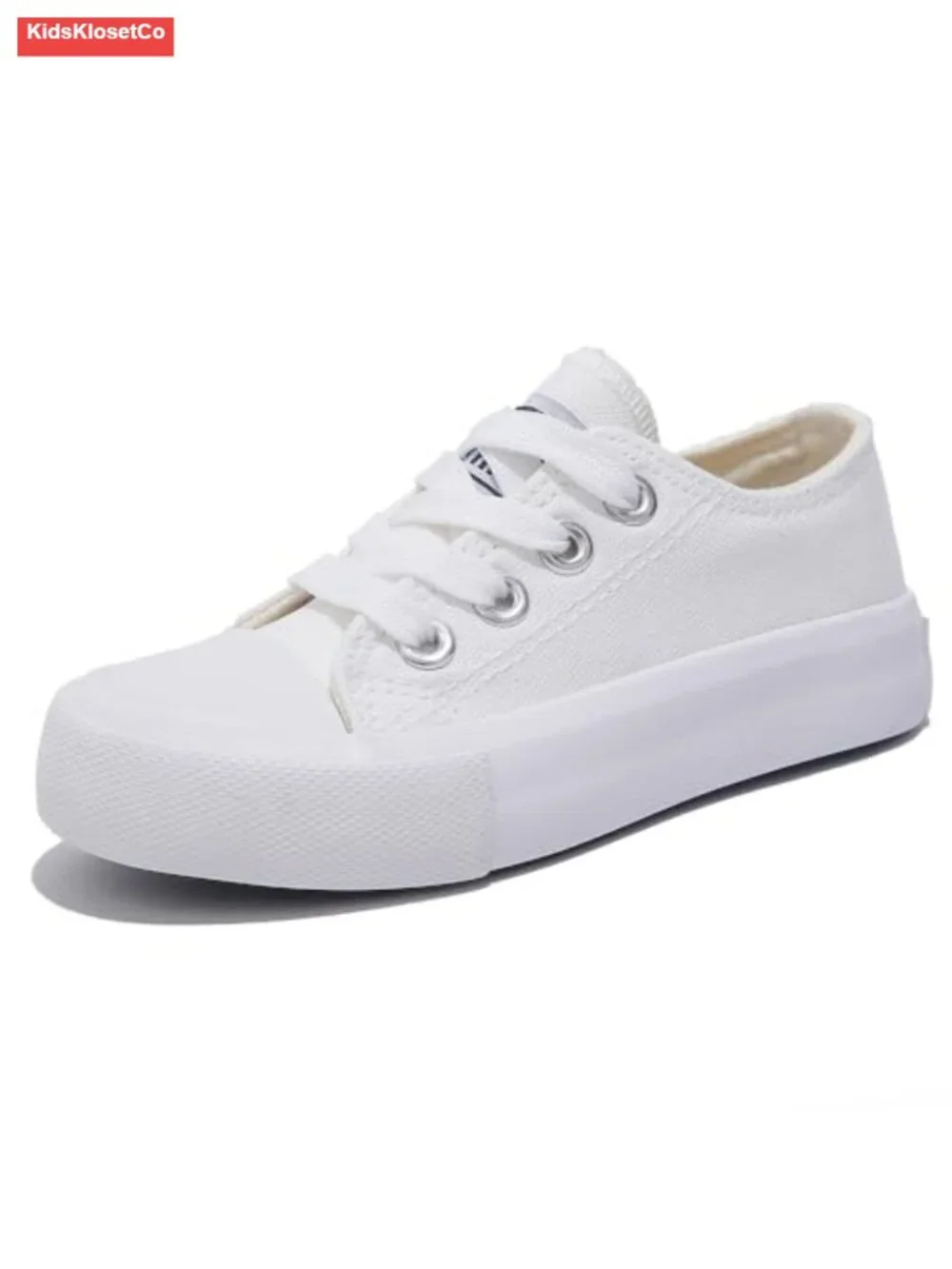 Kids Canvas Low Top Sneakers - Breathable Rubber Sole Lace-Up